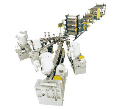 PP/EVA/EVOH/PS/PE多层共挤阻隔片材生产线