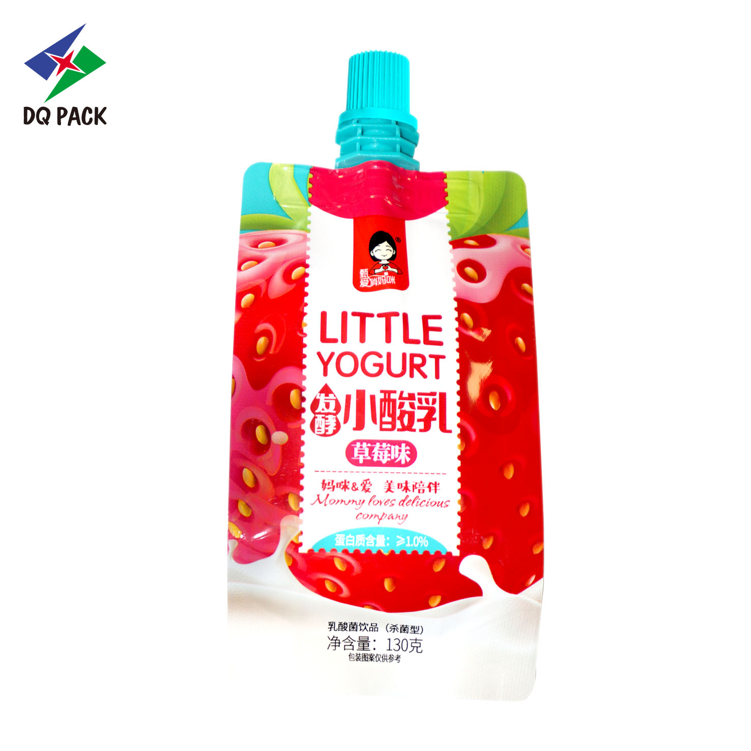 塑料果汁吸嘴袋螺旋盖130g牛奶酸奶饮料印刷制定食品密封包装袋