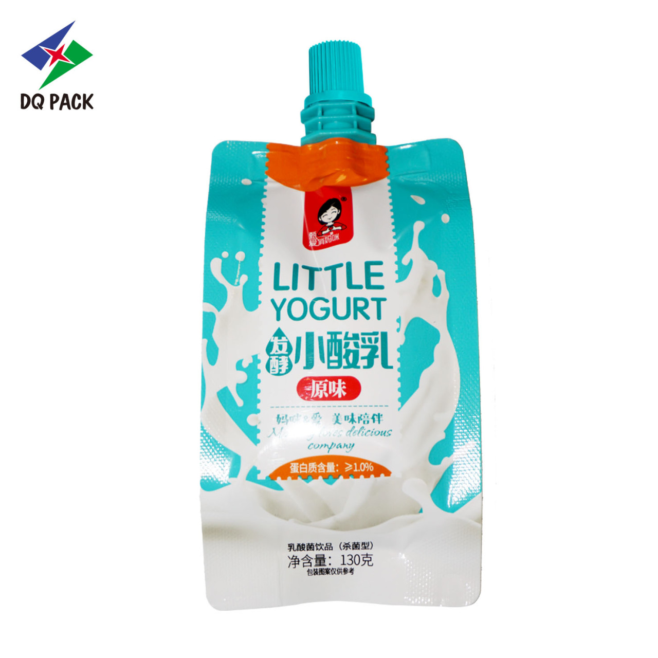 塑料果汁吸嘴袋螺旋盖130g牛奶酸奶饮料印刷制定食品密封包装袋