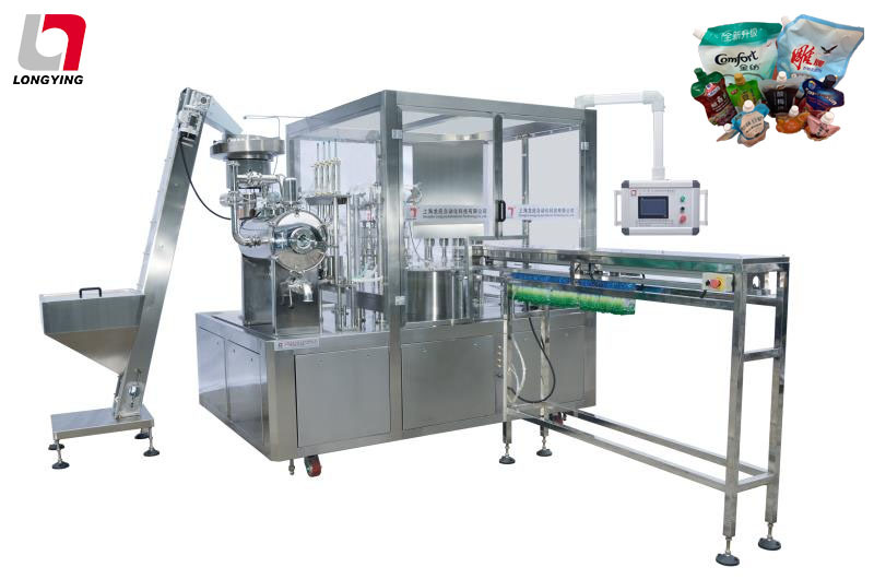 龙应自立吸嘴袋充填旋盖机 豆浆、果冻 早餐奶灌装旋盖机