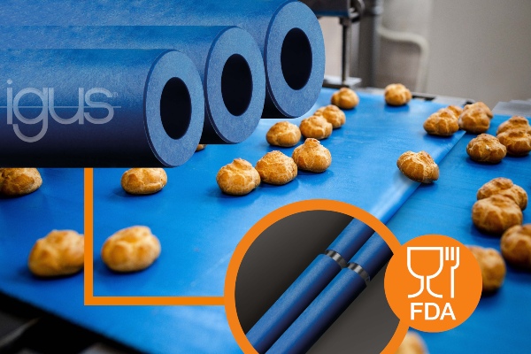 Blue FDA-Compliant Knife Edge Rollers From Igus For Maximum Belt Speeds