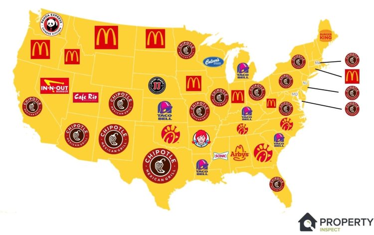 Which US states have the most unhygienic fast-food chains?
