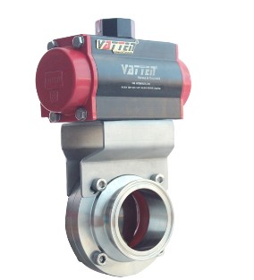 Pneumatic sanitary stainless steel clip butterfly valve