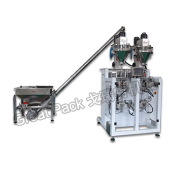 Double row powder packaging metering system