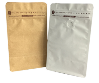 250G Reusable Flat Bottom Stand Up Packaging Kraft Paper Coffee Bags with TAB Zip and Valve