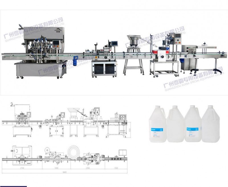 5000ml Large-volume 4-head Pneumatic Linear Automatic Piston Liquid Cream Filling Line