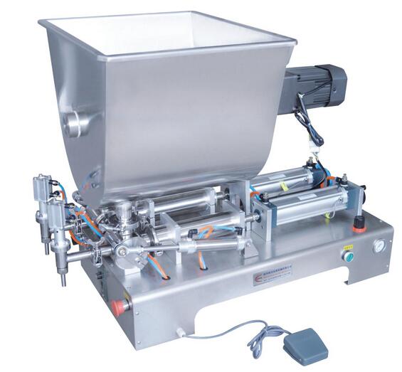 Double heads paste filling machine with mixer