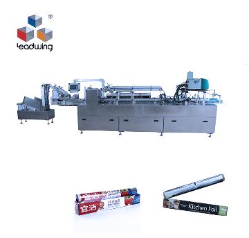 LX-100 automatic plastic wrap roll cartoning machine box carton packing machine with hot glue machin