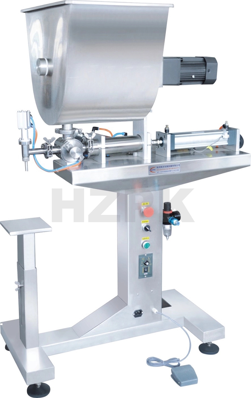 HZPK semi-auto 100-5000ml Vertical single head bottle paste pedal filling machine for cosmetic, toma