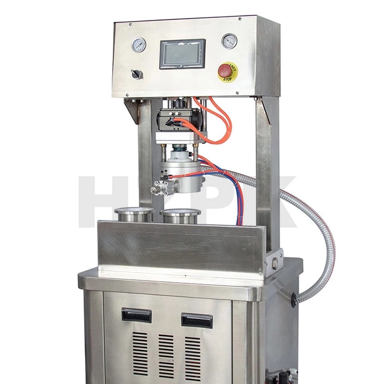 China semi automatic vacuum screw double chambers capping sealing machine for vial glass bottle jar 
