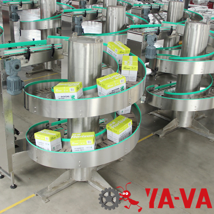 cartons vertical transfer customized motorized spiral chain conveyor