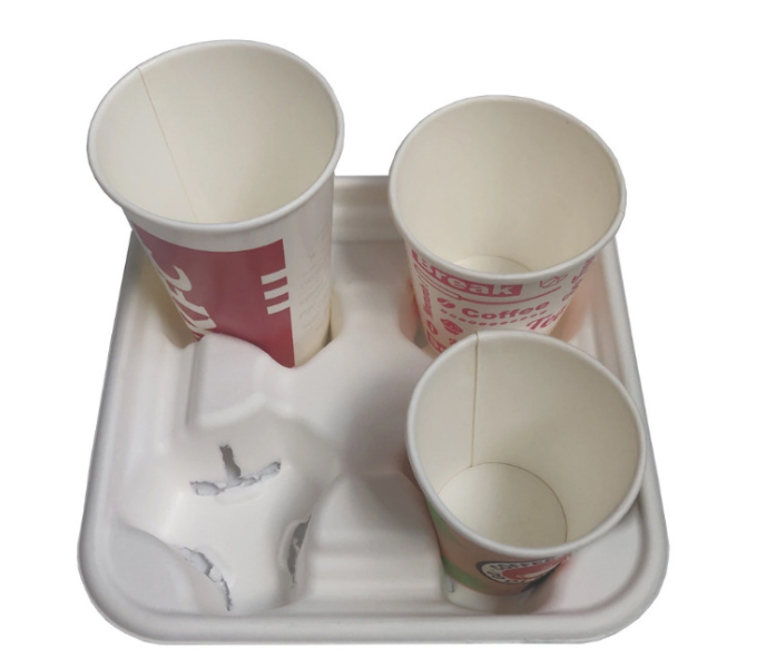 eco-friendly compostable and biodegradable sugarcane bagasse 4 compartment cup tray