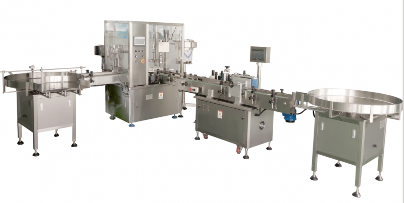 Automatic filling line for small glass bottle filling plugging labeling production line