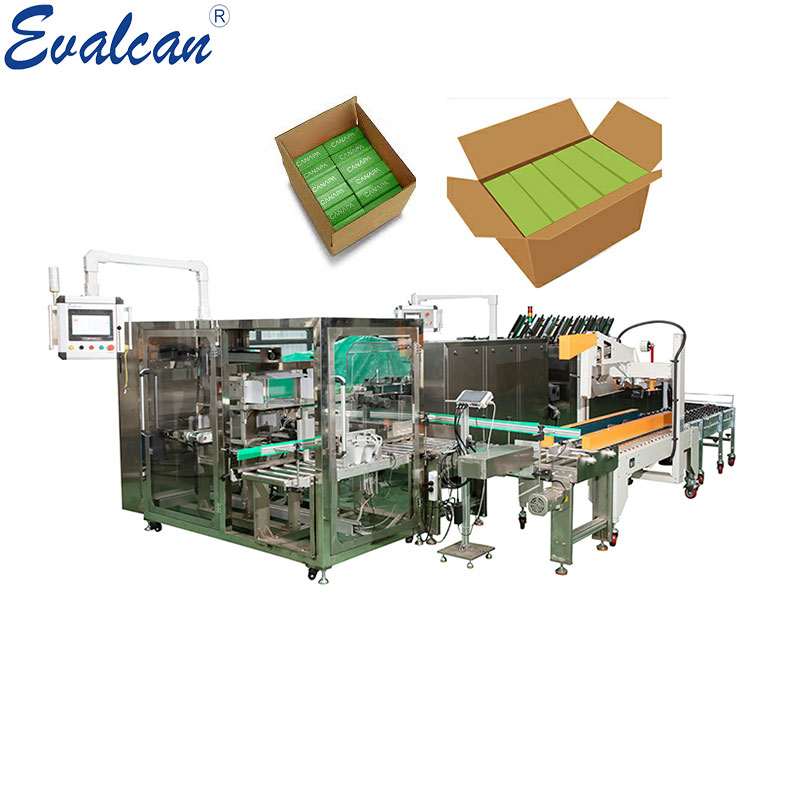 Automatic case forming folding filling cartoning packing station
