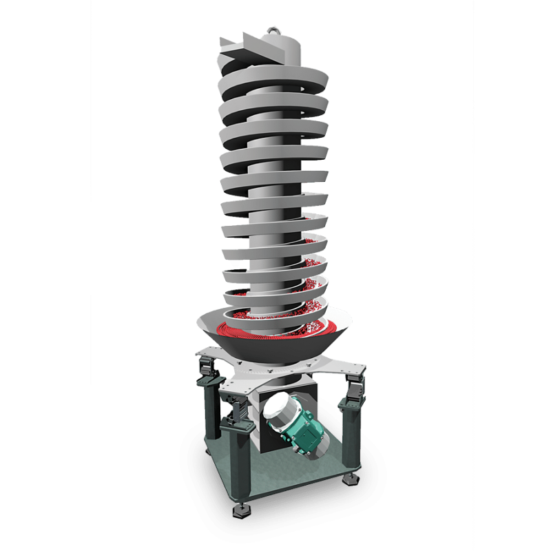 Space-saving spiral/vertical conveyor