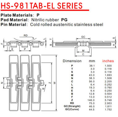 Stainless Steel Chain Belts-HS-981TAB-EL SERIES