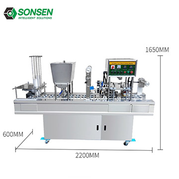 Automatic Liquid Sauce Fruit Juice Milk Coffee Water Small Yogurt Plastic Cup Filling Sealing Machin