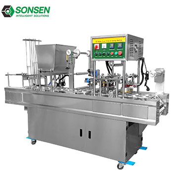 Automatic Liquid Sauce Fruit Juice Milk Coffee Water Small Yogurt Plastic Cup Filling Sealing Machin