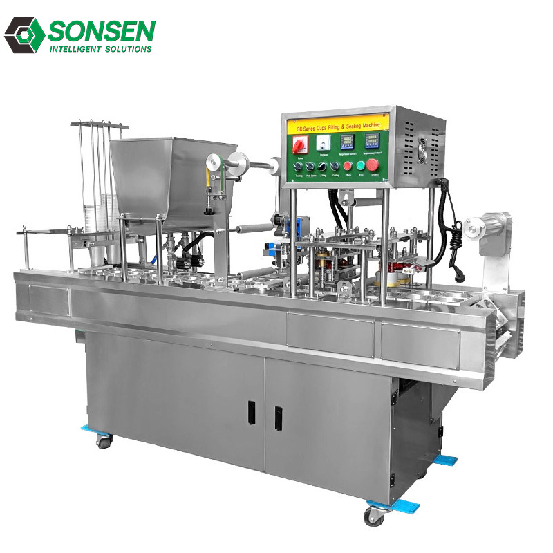 全自动一出四杯盒灌装封口机