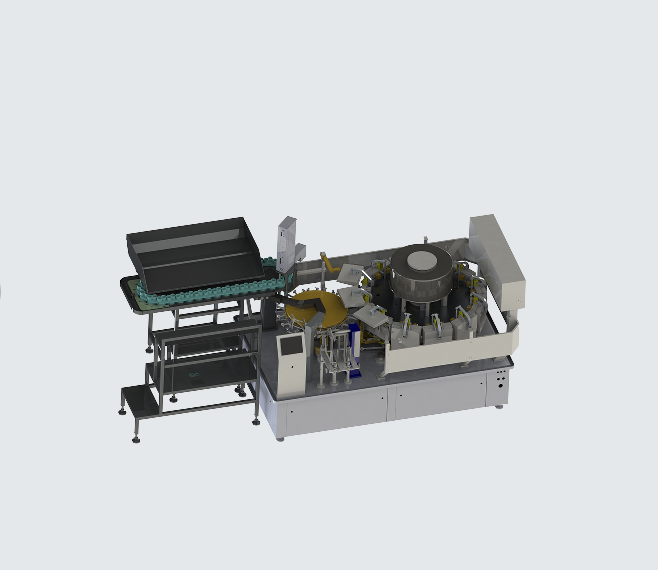 全自动给袋转盘双包真空一体机